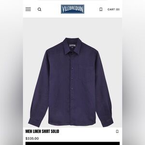 Vilebrequin Men's Casual Linen Button Down Shirt - Navy Blue